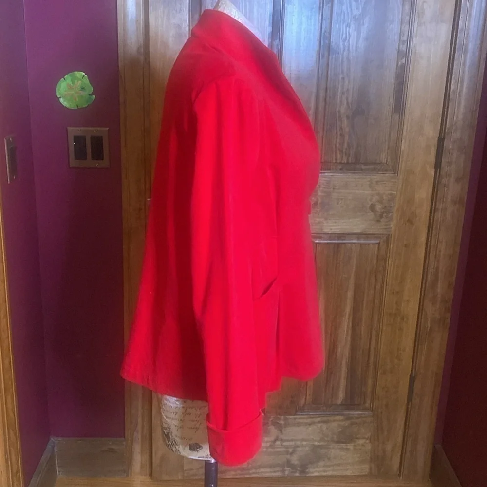 Adele Dallas Orr bright red fine wale corduroy Cropped swing blazer jacket Sz XS